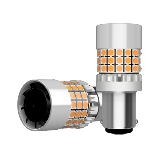 Set 2 x bec LED BA15S PY21W LUSMAR™ Galben 7000 lm Canbus - fara eroare